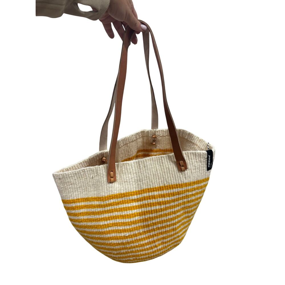 Mifuko Pamba Shopper Basket Yellow Stripes NWT